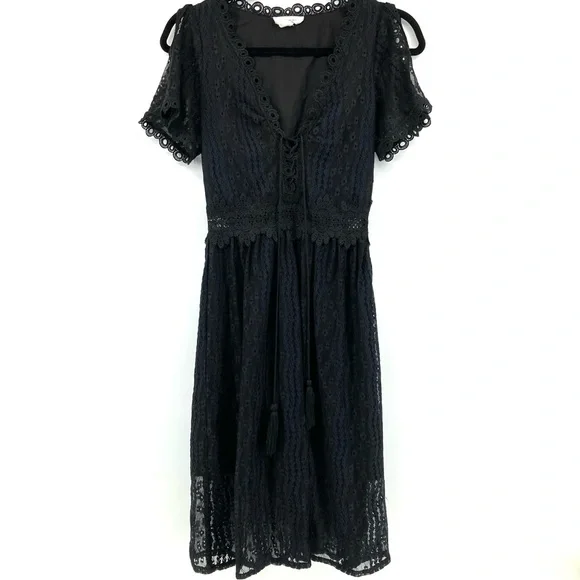 Allison New York Black Eyelet Lace Dress - Picture 2 of 12